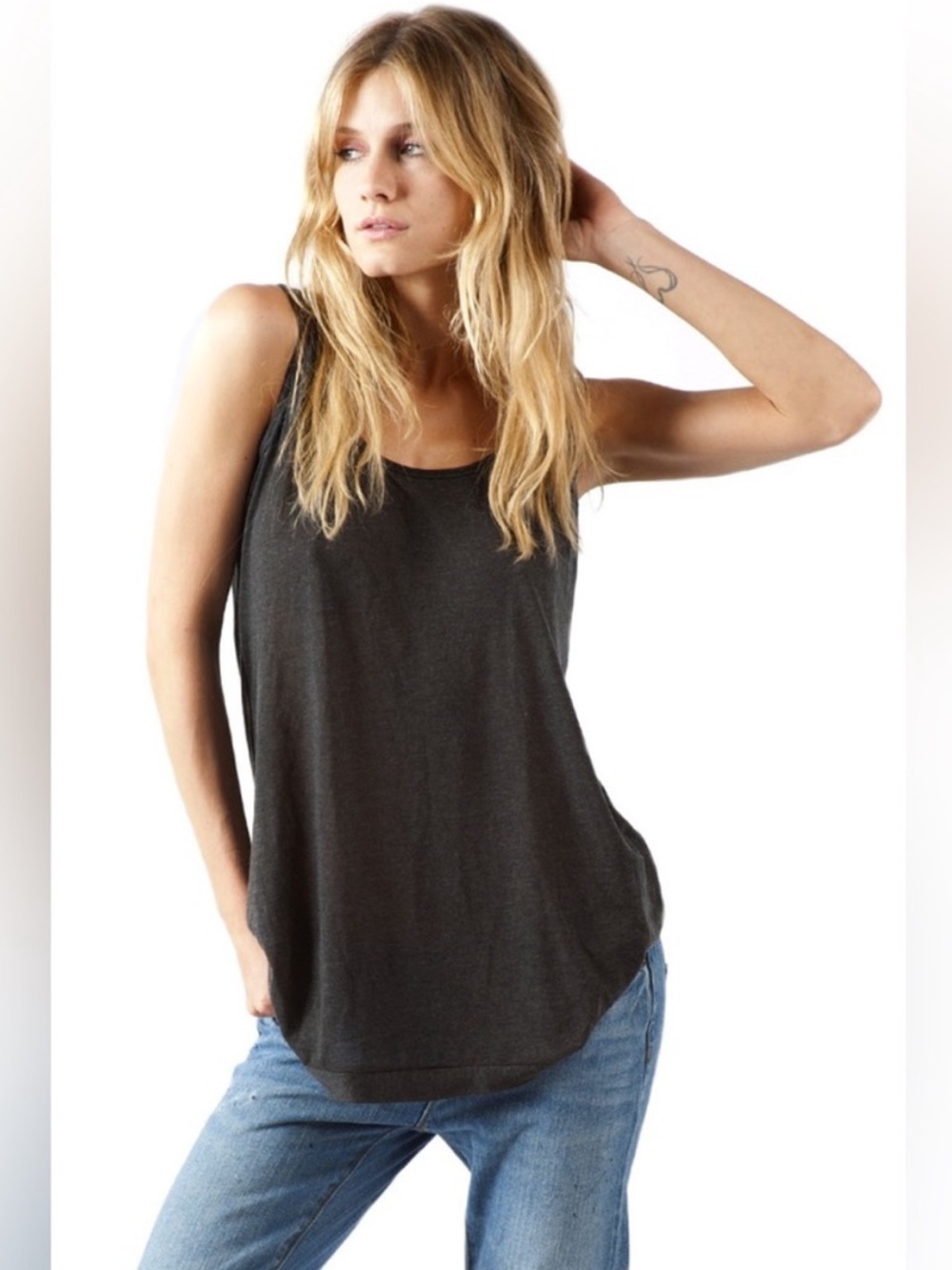 Blain Tank | Charcoal—Scoop Neck Lightweight Everyday Staple